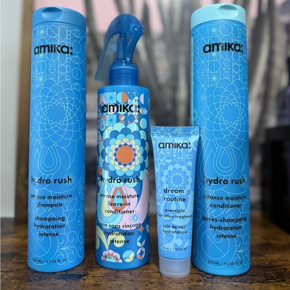 Amika Hydra Rush Hair Care Set - Blue and White
